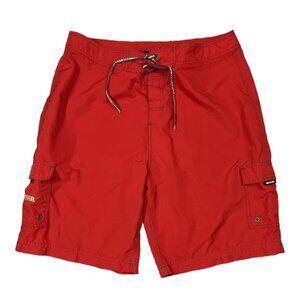 NO FEAR board shorts Mens size 38 red with pockets